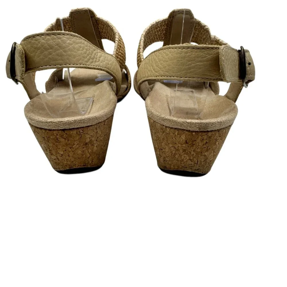 Vionic Kaytie Natural Raffia/Woven Cork Wedge Comfort Sandals Women's Size 7
